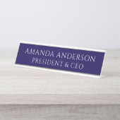 Elegant Blue Business Title Name Plate デスクネームプレート (正面)