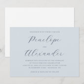 Elegant Blue Calligraphy 招待状 (正面/裏面)