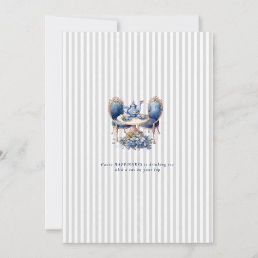 Elegant Blue Cat Party Invitation Template 招待状 (裏面)