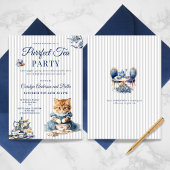 Elegant Blue Cat Party Invitation Template 招待状