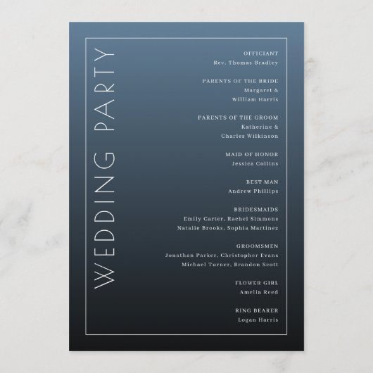 Elegant Blue Ceremony Program プログラム (裏面)