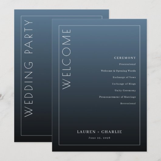 Elegant Blue Ceremony Program プログラム (正面/裏面)