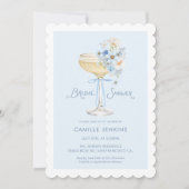 Elegant Blue Champagne Brunch Garden Bridal Shower 招待状 (正面)
