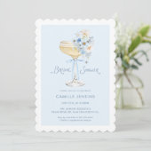 Elegant Blue Champagne Brunch Garden Bridal Shower 招待状 (スタンド正面)