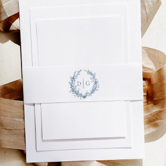 Elegant Blue Chinoiserie Crest Wedding 招待状ベリーバンド