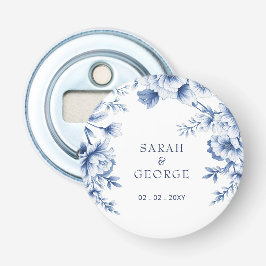 Elegant Blue Chinoiserie Floral Botanical Wedding 栓抜き