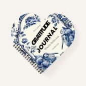 Elegant Blue Chinoiserie Gratitude Journal Cover ノートブック (正面)