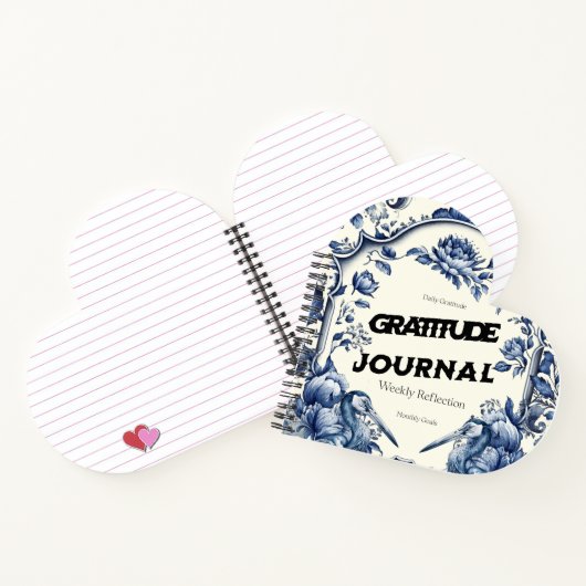 Elegant Blue Chinoiserie Gratitude Journal Cover ノートブック (内部)