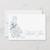 Elegant Blue Chinoiserie Nature Bird Bridal Shower サンキューカード (正面)