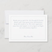 Elegant Blue Chinoiserie Nature Bird Bridal Shower サンキューカード (裏面)