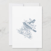 Elegant Blue Chinoiserie Nature Birds Bridal Tea 招待状 (裏面)