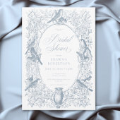 Elegant Blue Chinoiserie Nature & Birds Shower 招待状