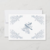 Elegant Blue Chinoiserie Nature & Birds Wedding セーブザデート (裏面)