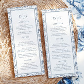 Elegant Blue Chinoiserie Wedding Menu メニュー