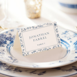 Elegant Blue Chinoiserie Wedding Place Cards テーブルナンバー