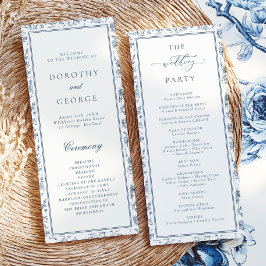 Elegant Blue Chinoiserie Wedding Program 招待状