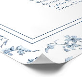 Elegant Blue Chinoiserie Wedding Seating Chart ポスター (角)