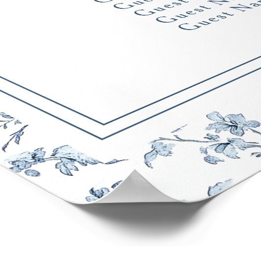 Elegant Blue Chinoiserie Wedding Seating Chart ポスター (角)
