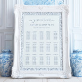 Elegant Blue Chinoiserie Wedding Seating Chart ポスター