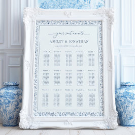 Elegant Blue Chinoiserie Wedding Seating Chart ポスター