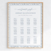 Elegant Blue Chinoiserie Wedding Seating Chart ポスター