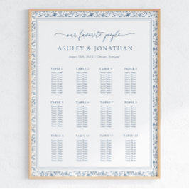 Elegant Blue Chinoiserie Wedding Seating Chart ポスター