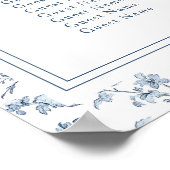 Elegant Blue Chinoiserie Wedding Seating Chart ポスター (角)