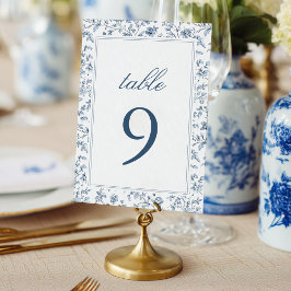 Elegant Blue Chinoiserie Wedding Table Number テーブルナンバー