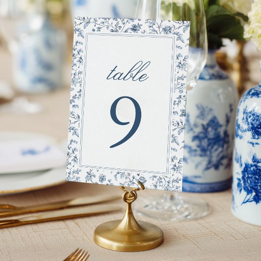 Elegant Blue Chinoiserie Wedding Table Number テーブルナンバー