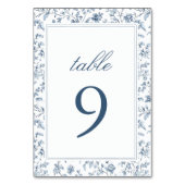 Elegant Blue Chinoiserie Wedding Table Number テーブルナンバー (正面)