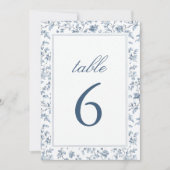Elegant Blue Chinoiserie Wedding Table Number 招待状 (正面)