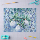 Elegant Blue Christmas Floral Balls Decoupage 薄葉紙 (クラフト)