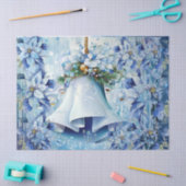 Elegant Blue Christmas Floral Bells Decoupage 薄葉紙 (クラフト)