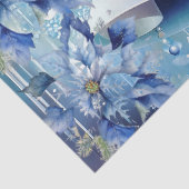 Elegant Blue Christmas Floral Bells Decoupage 薄葉紙 (詳細)