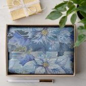 Elegant Blue Christmas Floral Bells Decoupage 薄葉紙 (ギフト)