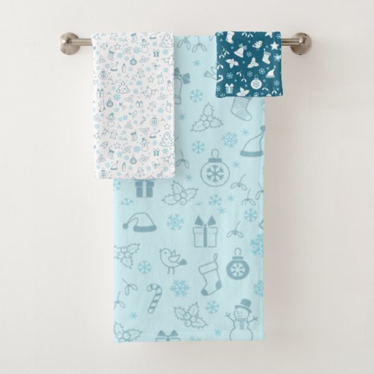 Elegant Blue  Christmas Pattern  バスタオルセット (インサイチュ)