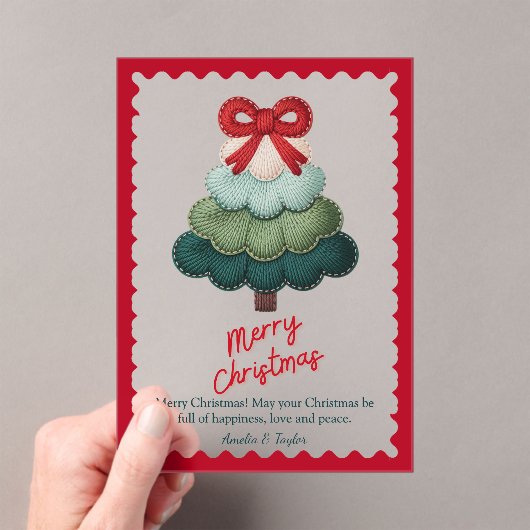 Elegant blue christmas tree personalized アクリル招待状 (インサイチュ (ポータブル))