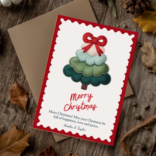 Elegant blue christmas tree personalized シーズンカード