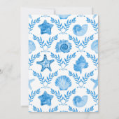 Elegant Blue Coastal Seashell and Coral Wedding 招待状 (裏面)