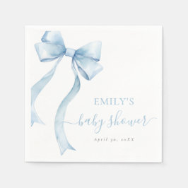 Elegant Blue Coquette Bow Boy Baby Shower スタンダードカクテルナプキン