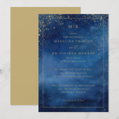 Elegant Blue Cosmic Stars 招待状 (正面/裏面)