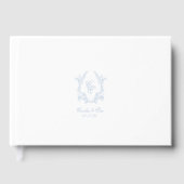 Elegant Blue Crest Wedding Guest Book ゲストブック (正面)