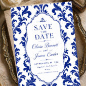 Elegant Blue Damask  セーブザデート