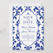 Elegant Blue Damask  セーブザデート (正面)
