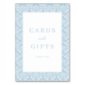 Elegant Blue Damask Gratitude Card テーブルナンバー (裏面)