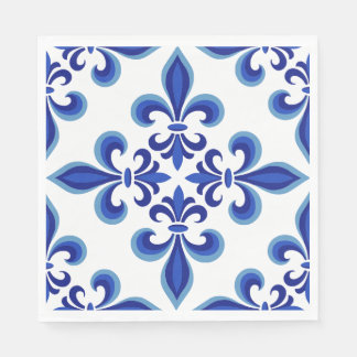 Elegant Blue Damask Luncheon Napkins スタンダードランチョンナプキン
