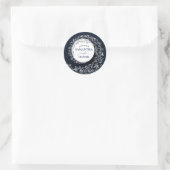 Elegant Blue Damask Wedding ラウンドシール (バッグ)