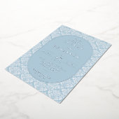 Elegant Blue Damask Wedding Invitation 箔招待状 (回転した状態)