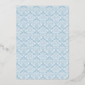 Elegant Blue Damask Wedding Invitation 箔招待状 (裏面)
