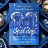 Elegant Blue Diamond Gemstone Glamour 90th Party 招待状